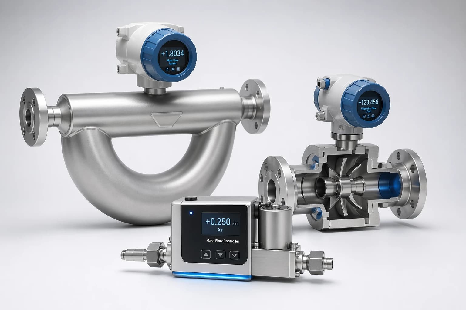 Mass flow meter, turbine flow meter, and flow controller standards