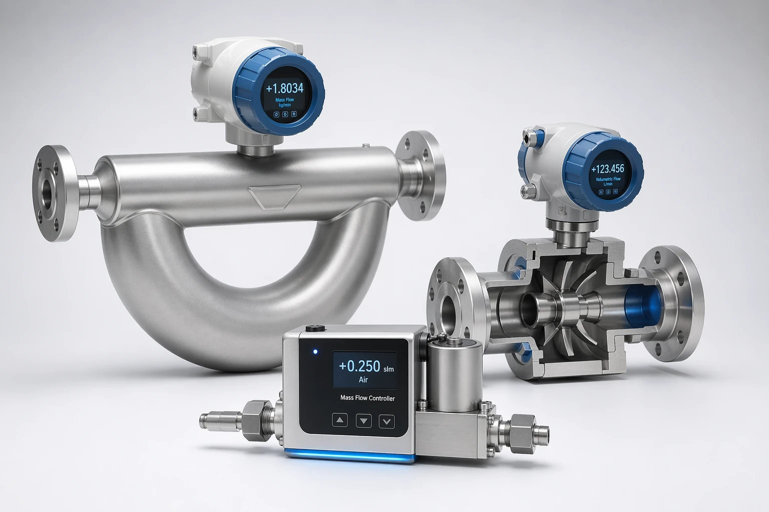 Mass flow meter, turbine flow meter, and flow controller standards